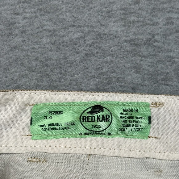Red Kap Industrial Pant Mens 34 Fits 32x27.5 Beige Wrinkle Free PC20 - Picture 2 of 8